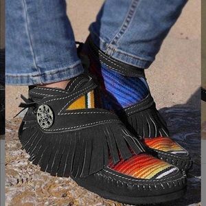 Multicolored serape fringe boots. Size 8.5